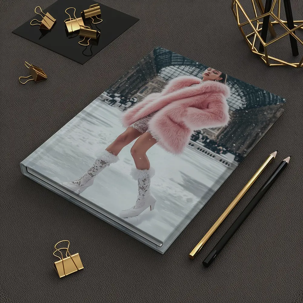 Pink Fur Coat Woman Snow Milan Gallery – Notebooks