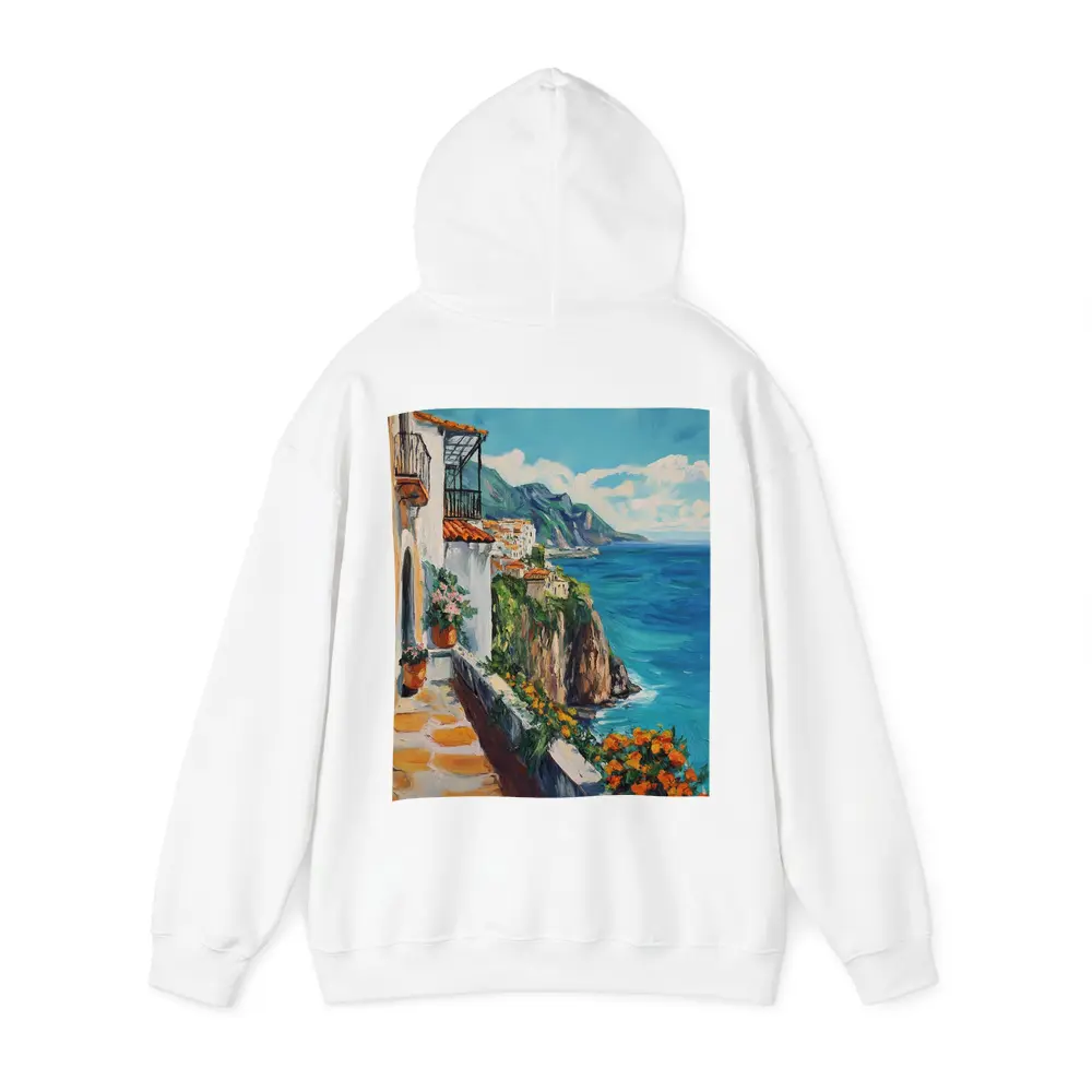 Amalfi Coast Cliffside Oil Painting Mediterranean View – Hoodies