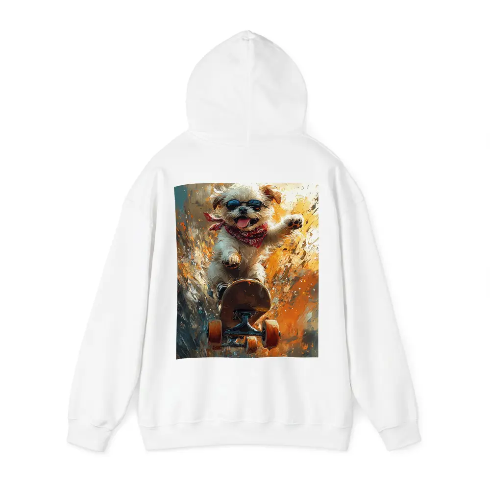 Cool Dog Skateboarding Colorful Abstract Background – Hoodies