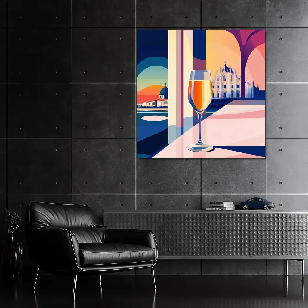 Aperol Spritz Glass Milan Duomo Illustration – Wall Art