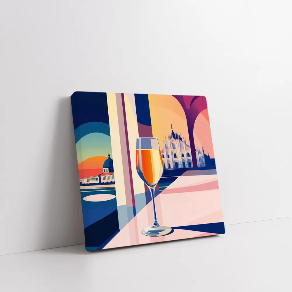 Aperol Spritz Glass Milan Duomo Illustration – Wall Art