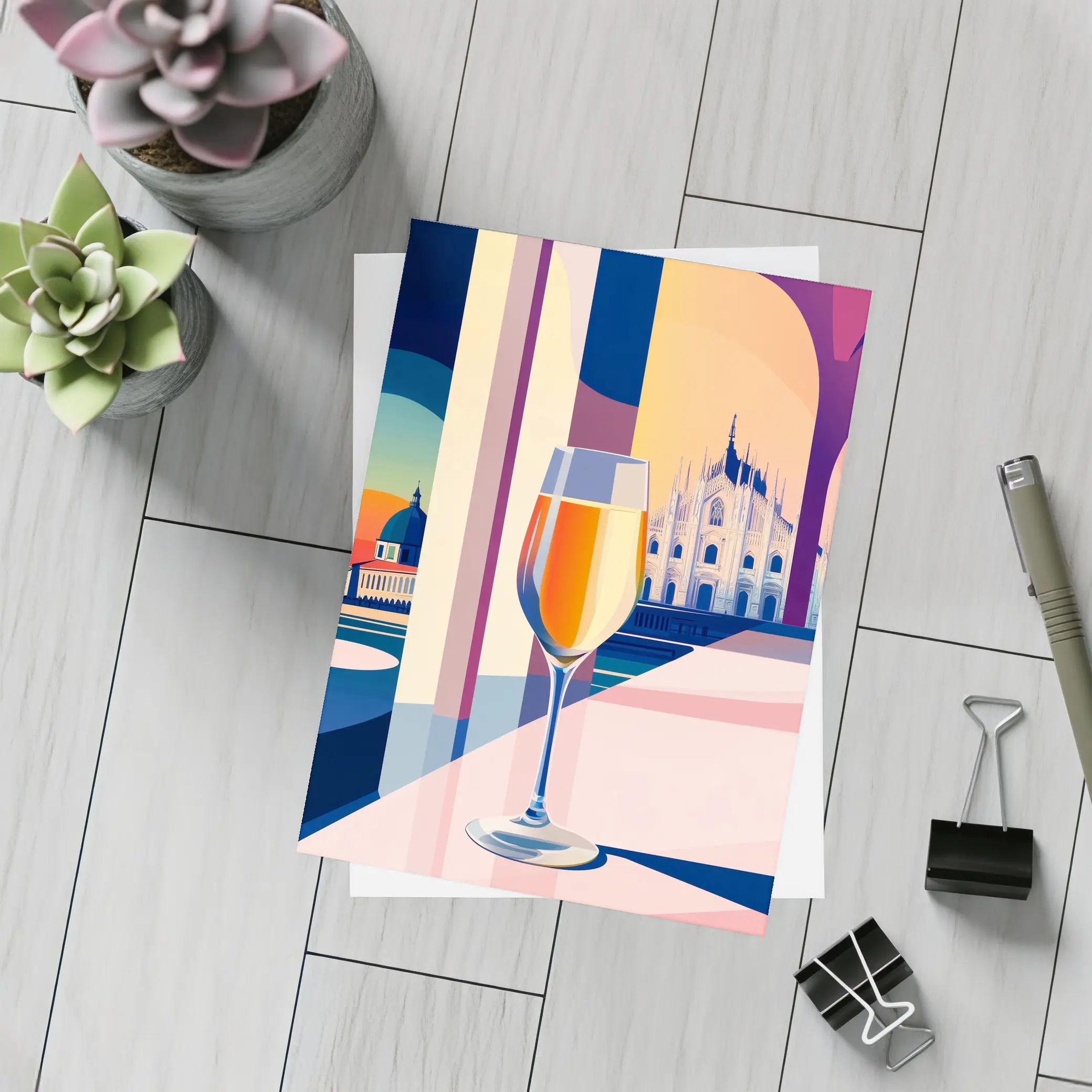 Aperol Spritz Glass Milan Duomo Illustration – Postcards