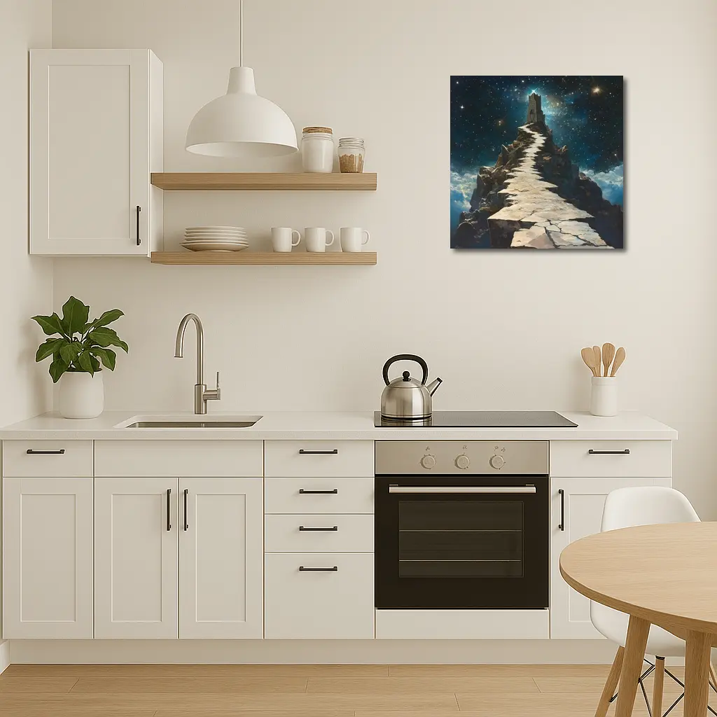 Stone Path Tower Starry Night Fantasy – Wall Art