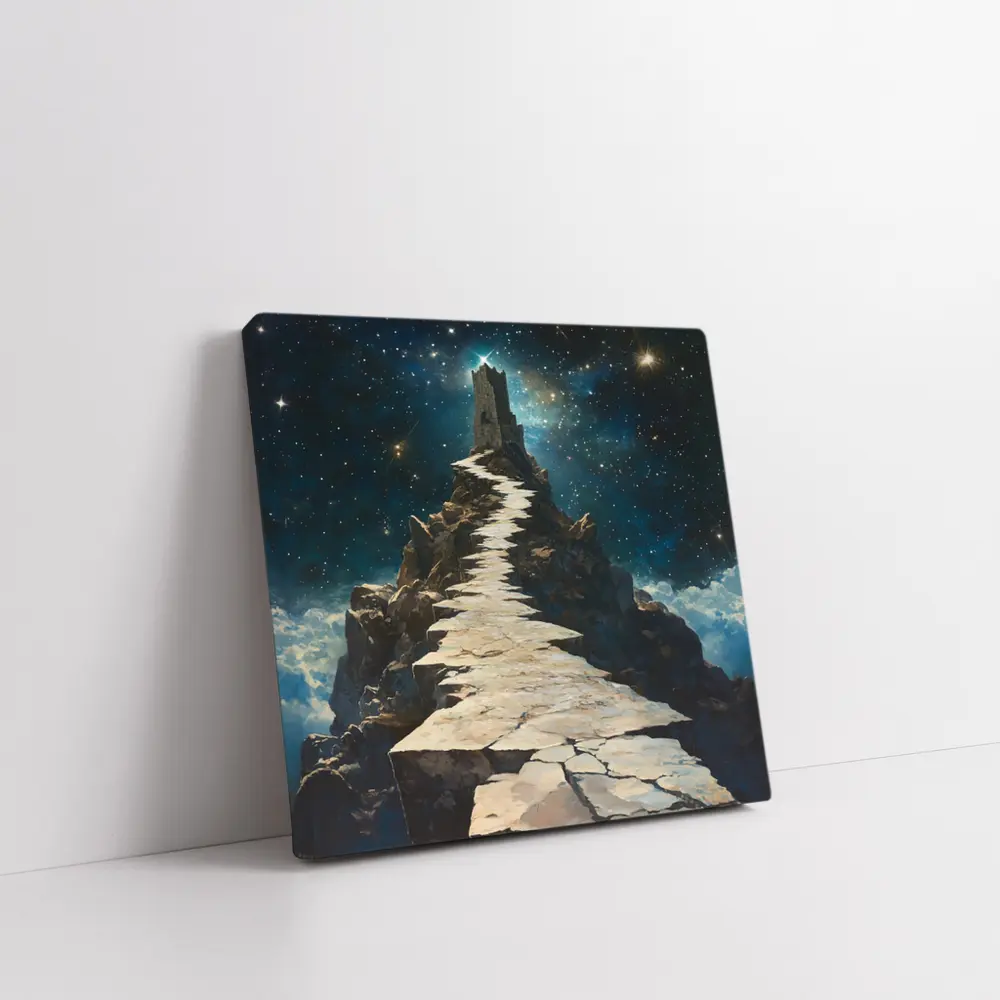 Stone Path Tower Starry Night Fantasy – Wall Art