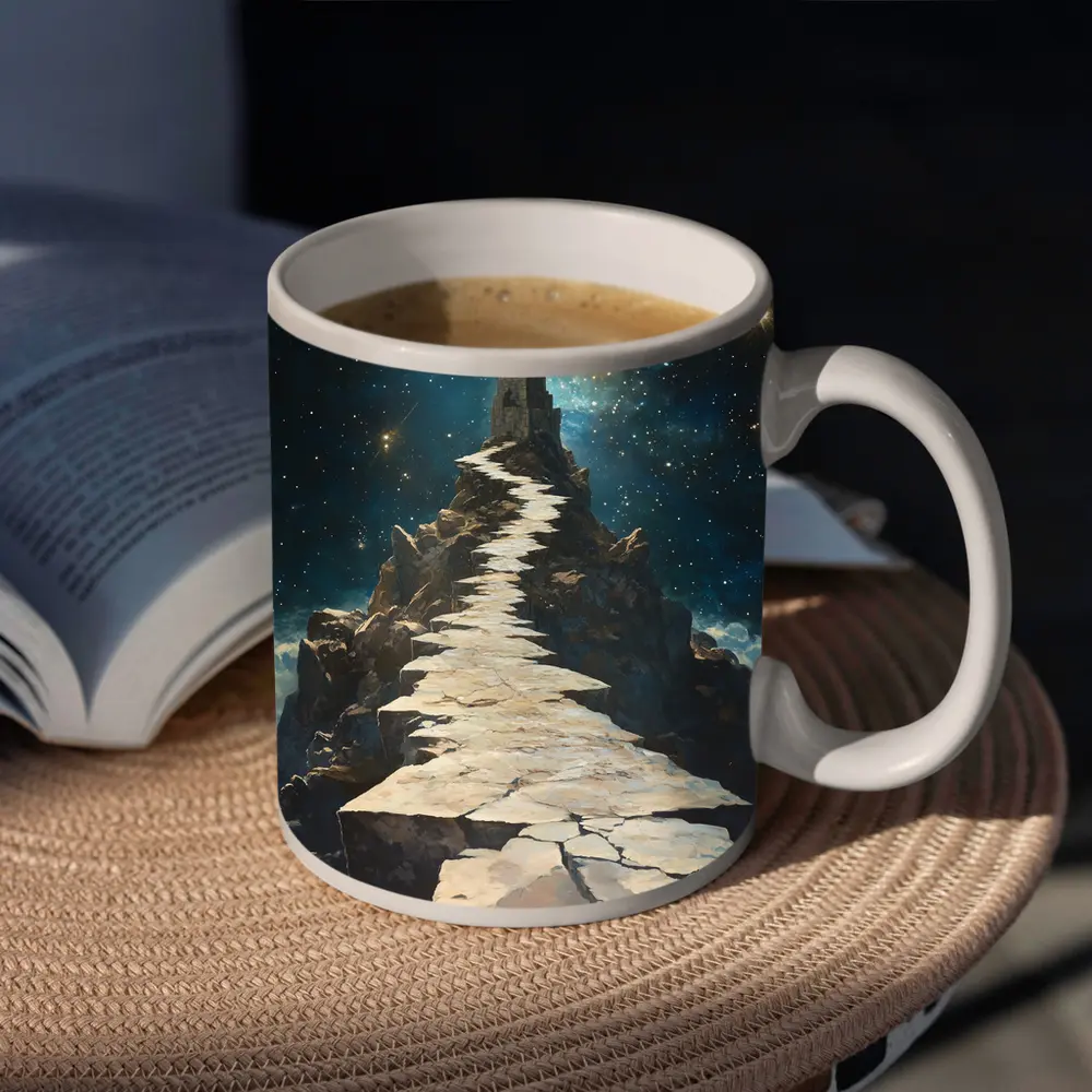 Stone Path Tower Starry Night Fantasy – Mugs