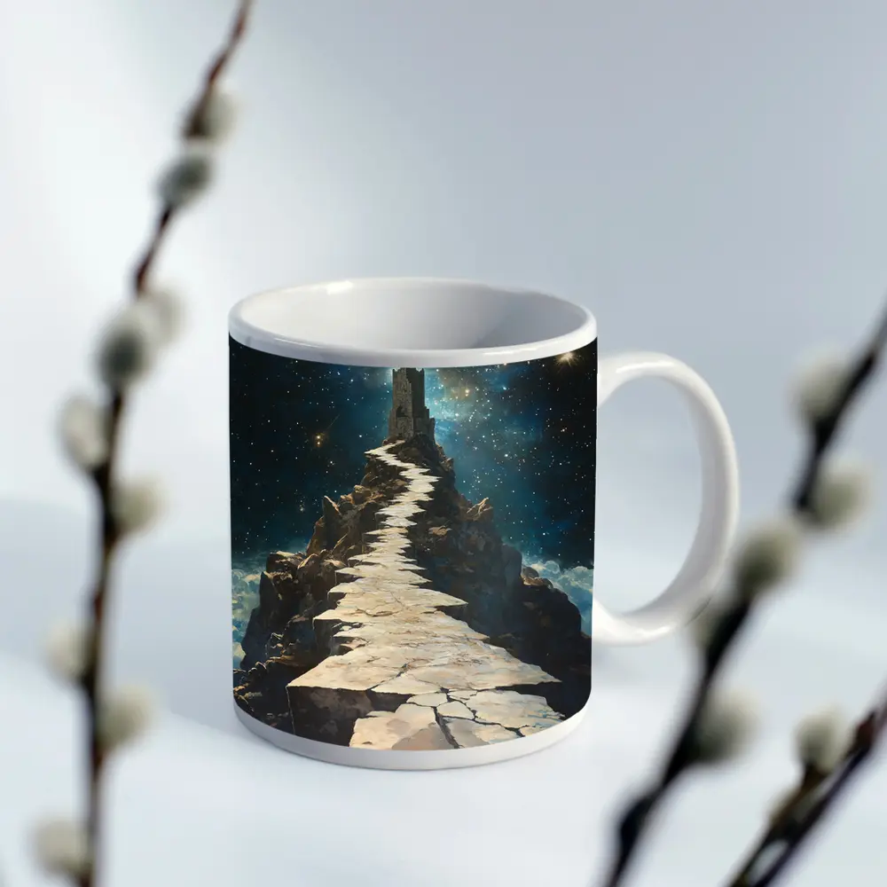 Stone Path Tower Starry Night Fantasy – Mugs