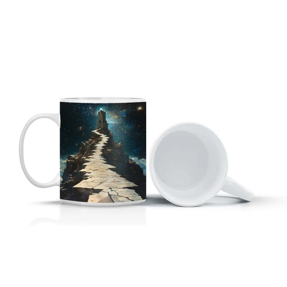 Stone Path Tower Starry Night Fantasy – Mugs