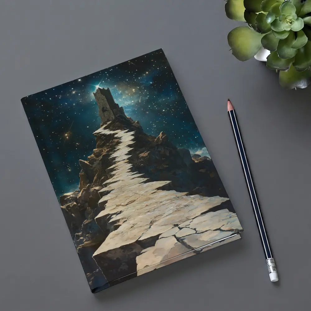 Stone Path Tower Starry Night Fantasy – Notebooks