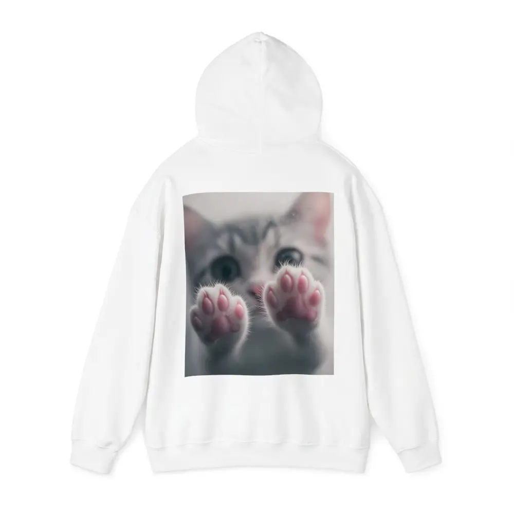 Cute Kitten Paws Up Gray Background – Hoodies