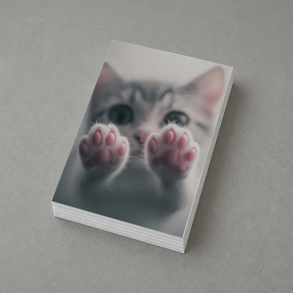 Cute Kitten Paws Up Gray Background – Postcards