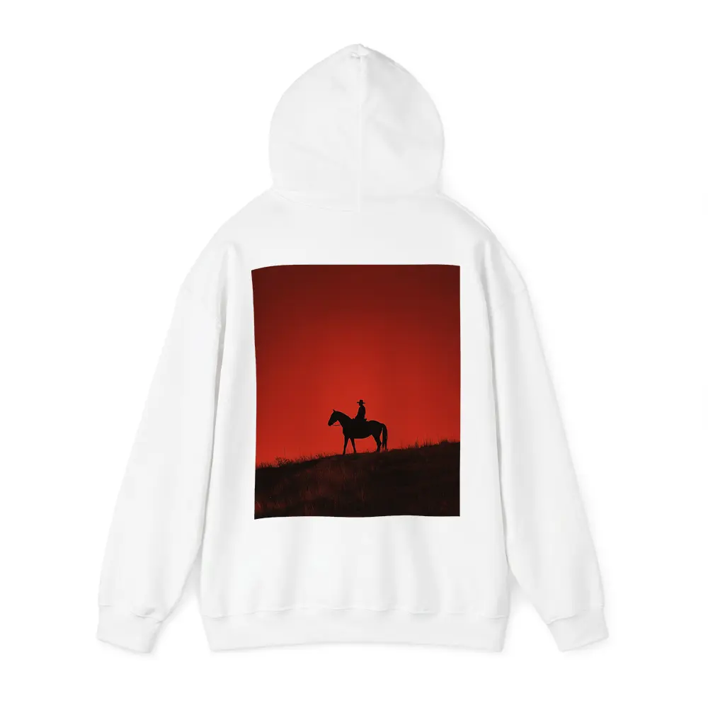 Cowboy Silhouette on Horse Red Sky – Hoodies