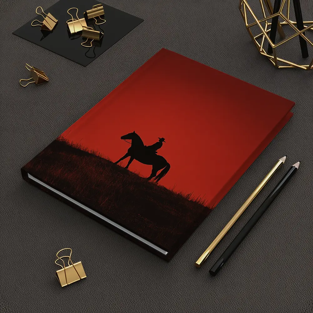 Cowboy Silhouette on Horse Red Sky – Notebooks