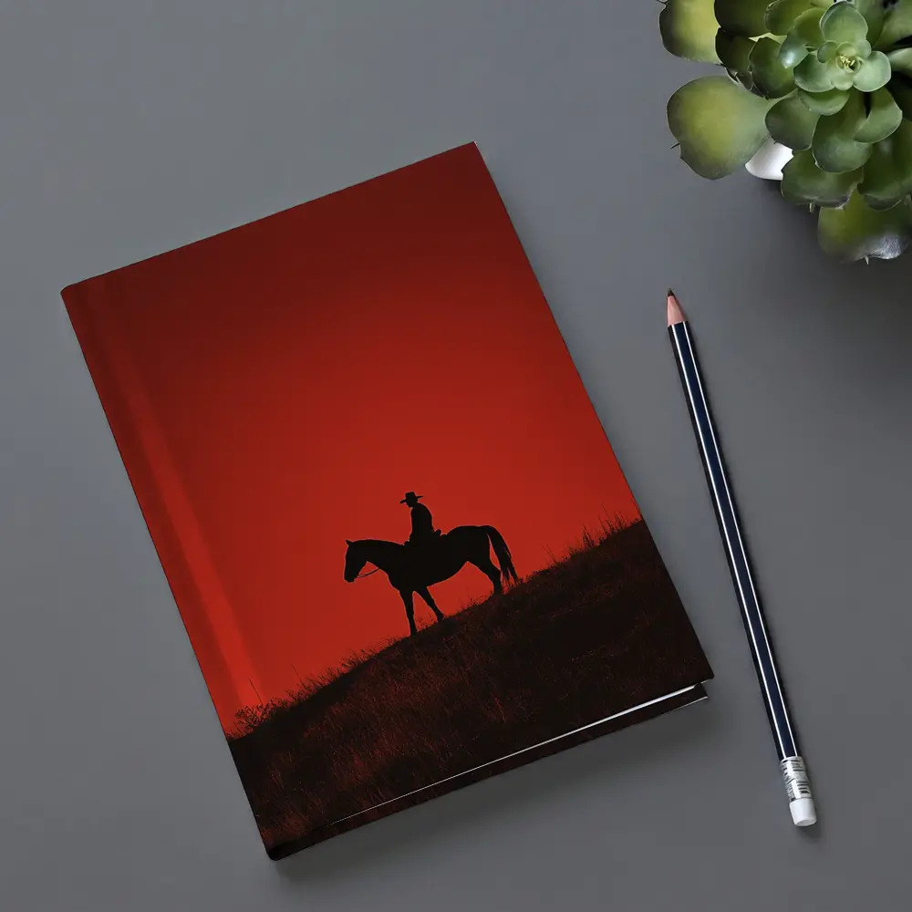 Cowboy Silhouette on Horse Red Sky – Notebooks