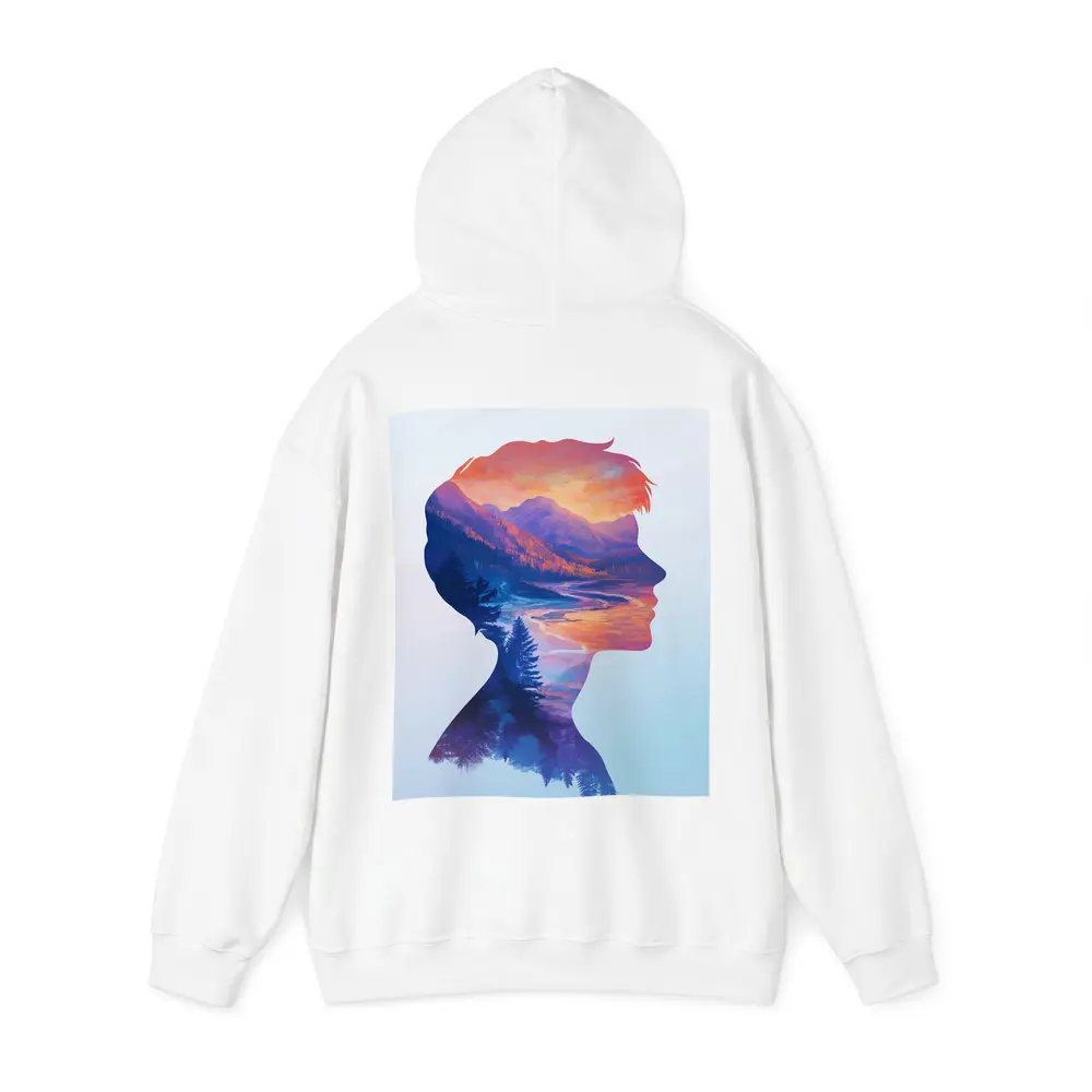 Double Exposure Woman Silhouette Mountain Landscape – Hoodies