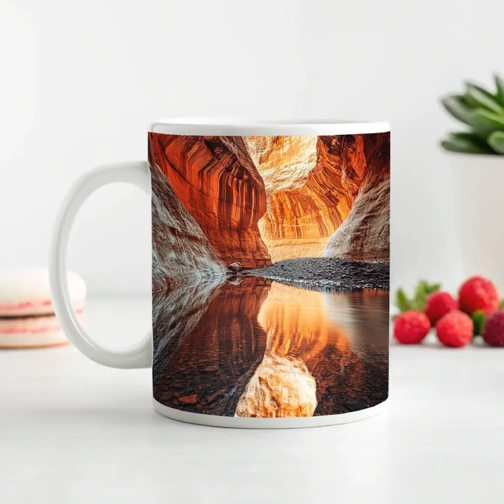 Slot Canyon Red Rock Water Reflection – Mugs