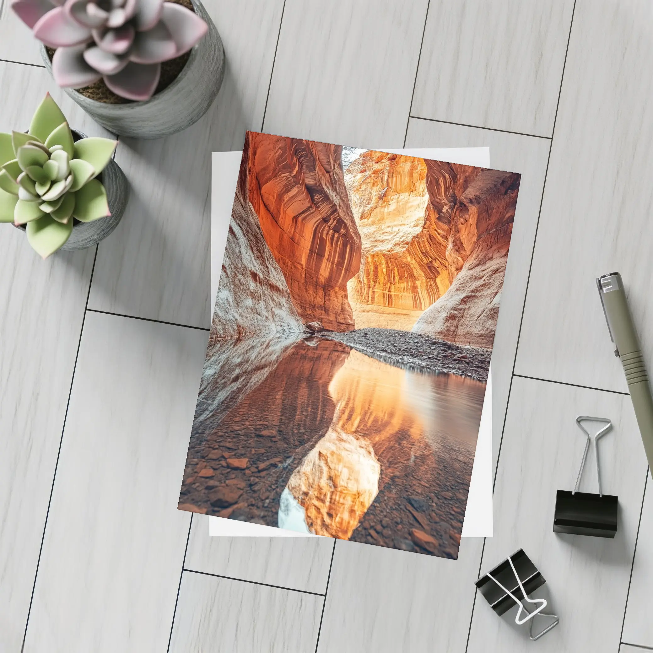 Slot Canyon Red Rock Water Reflection – Postcards
