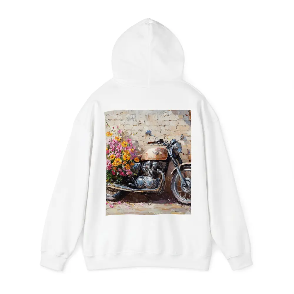 Vintage Cafe Racer Motorcycle Floral Oil Painting – Hoodies