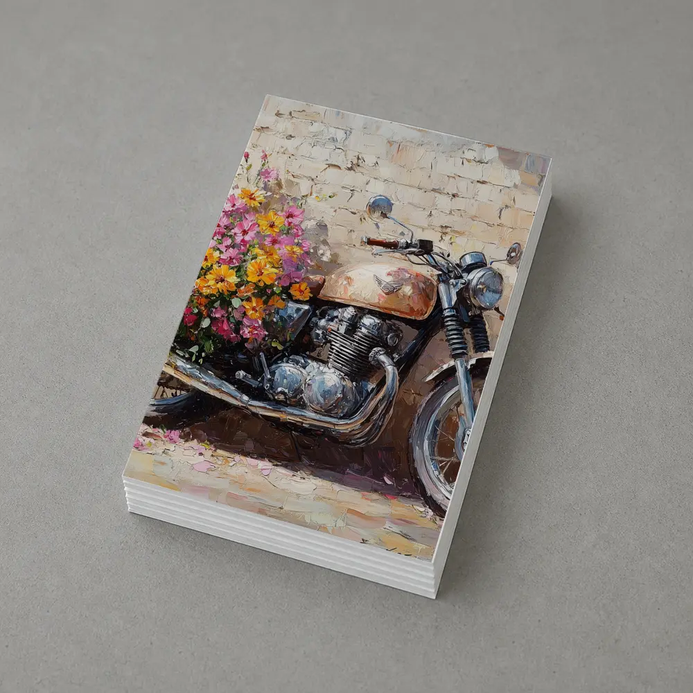 Vintage Cafe Racer Motorcycle Floral Oil Painting – Postcards