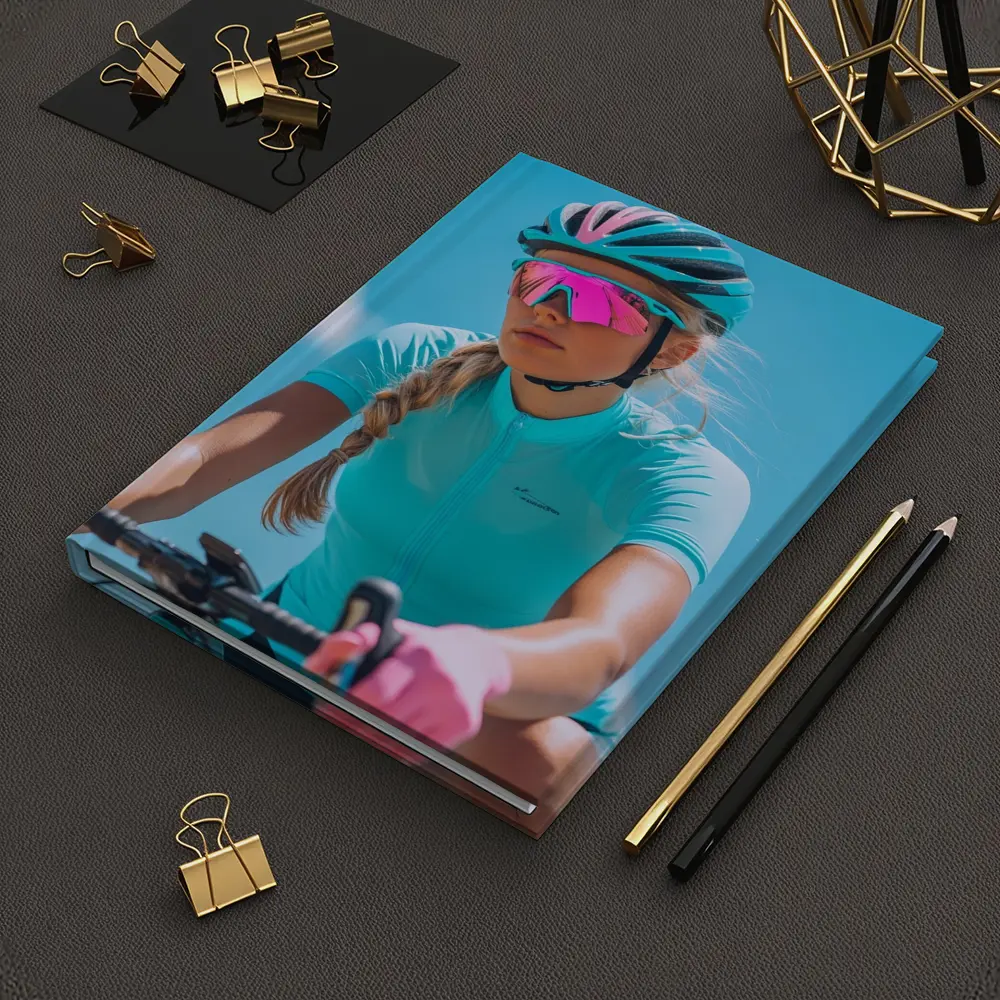 Female Cyclist Racing Gear Blue Sky – Notebooks
