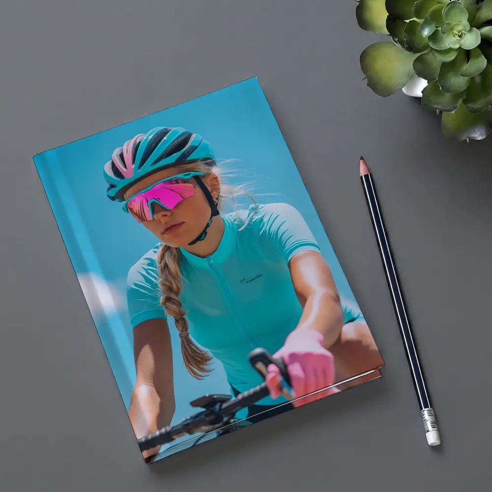 Female Cyclist Racing Gear Blue Sky – Notebooks