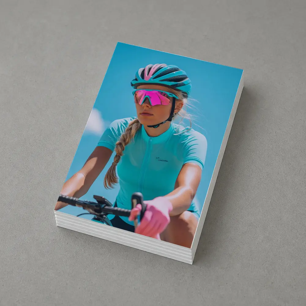 Female Cyclist Racing Gear Blue Sky – Postcards