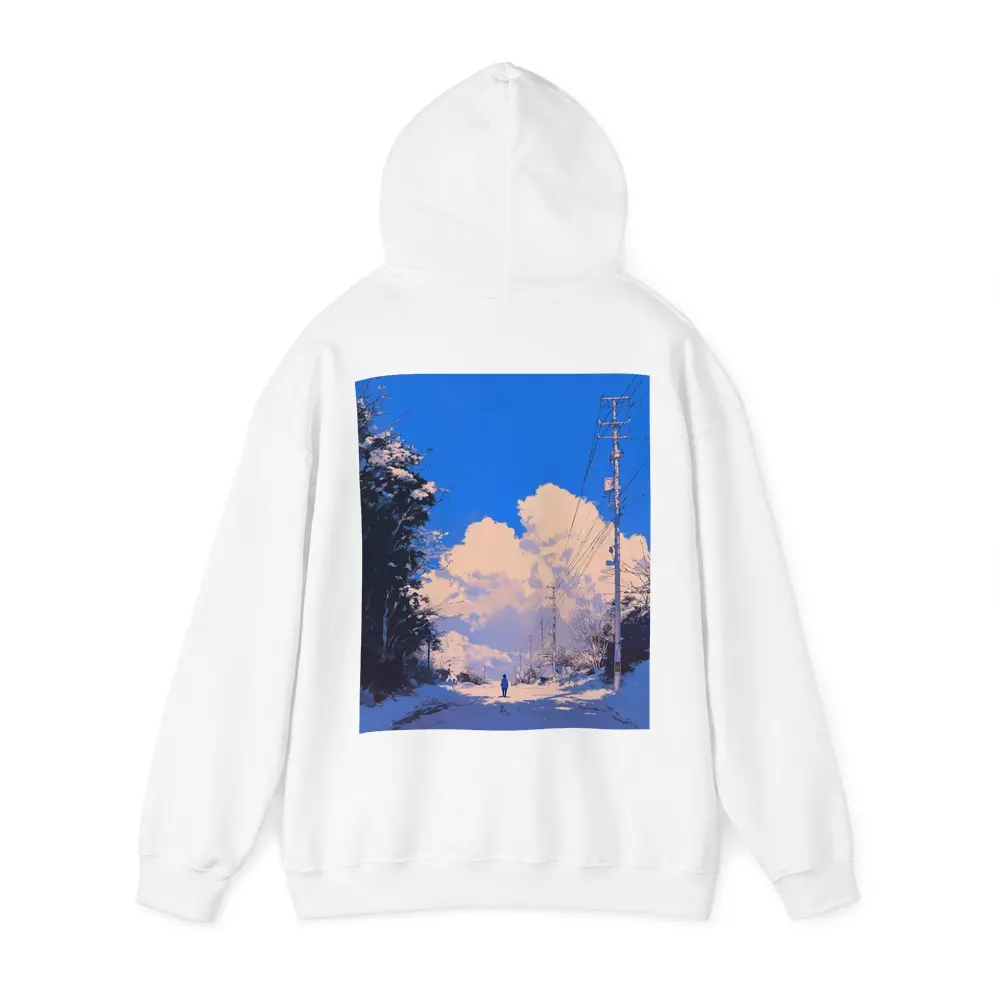 Anime Winter Road Lone Figure Blue Sky – Hoodies