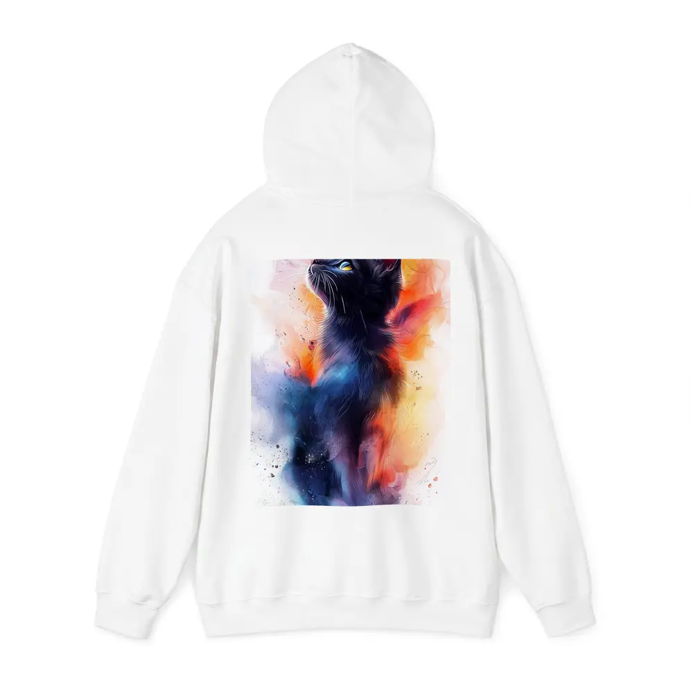 Black Cat Watercolor Abstract Colorful Splash Art – Hoodies