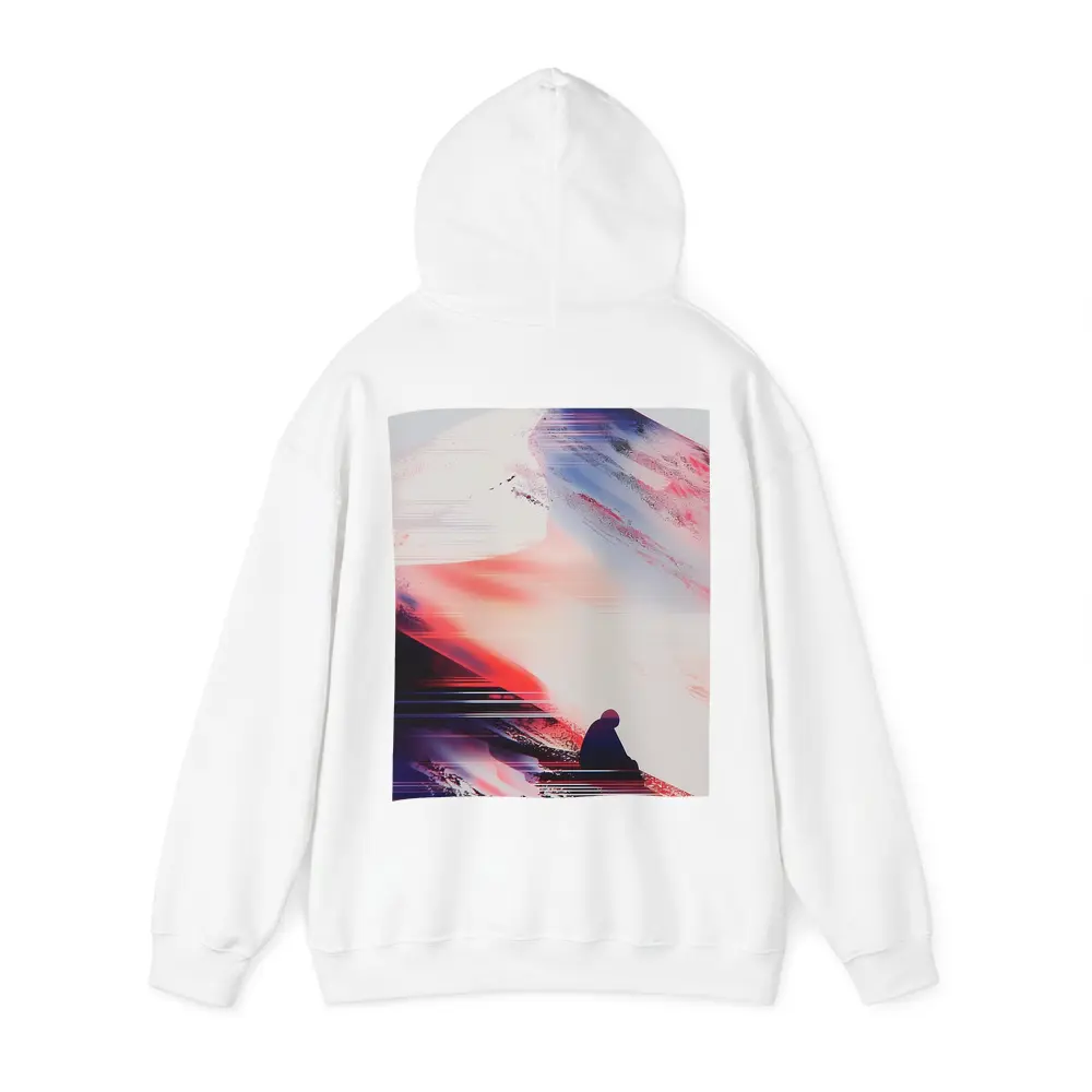 Lone Figure Glitch Art Mountain Abstract – Hoodies