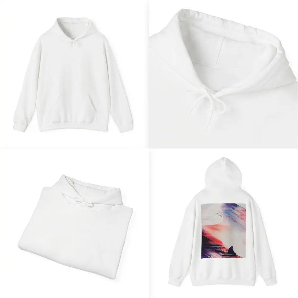 Lone Figure Glitch Art Mountain Abstract – Hoodies