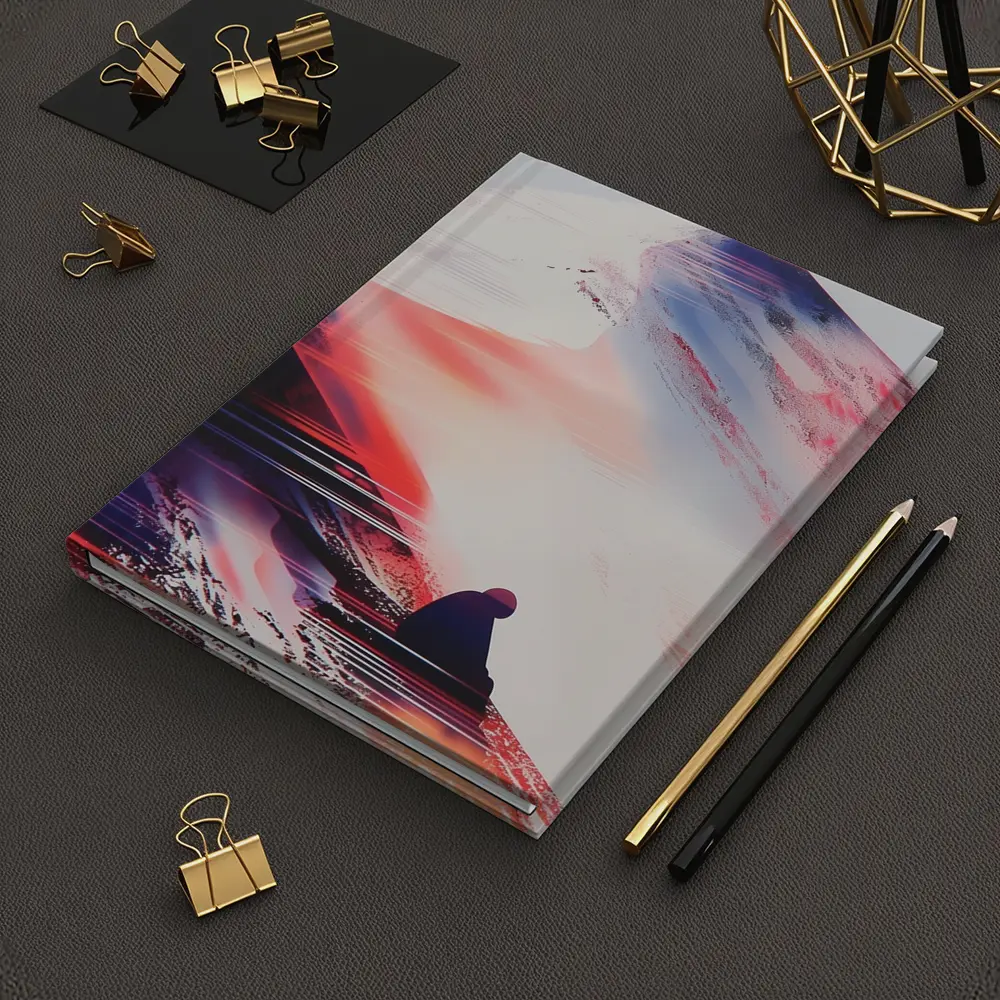 Lone Figure Glitch Art Mountain Abstract – Notebooks