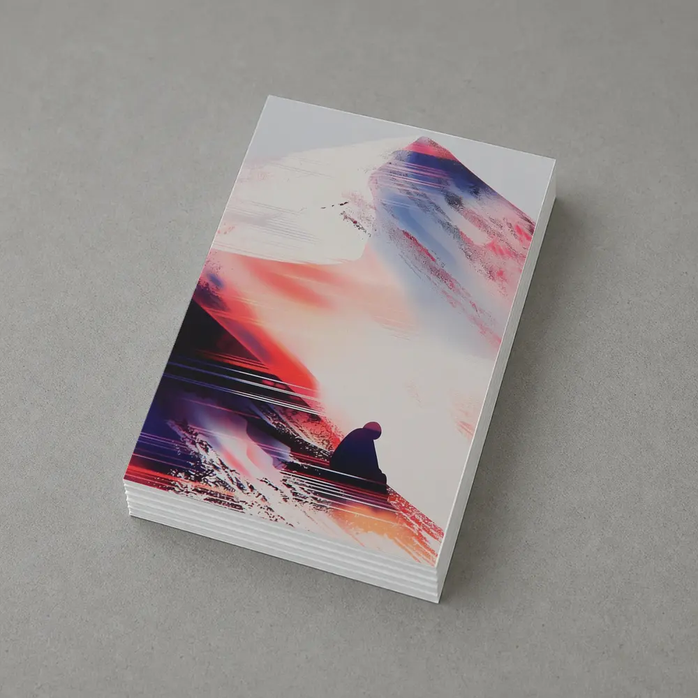 Lone Figure Glitch Art Mountain Abstract – Postcards