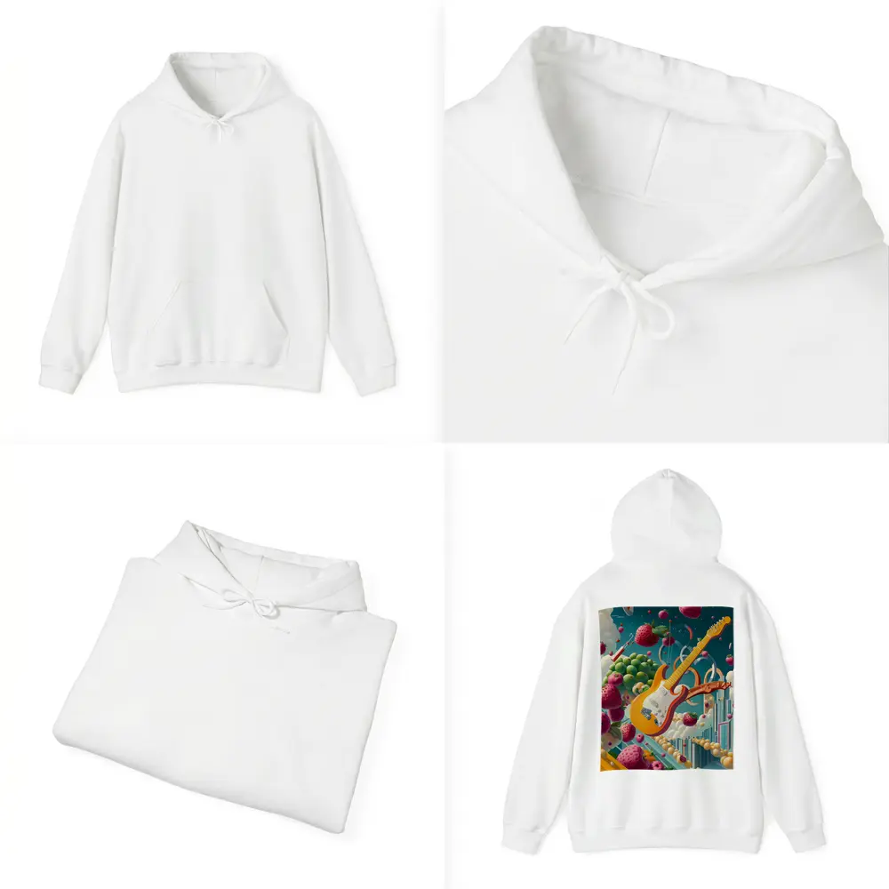 Electric Guitar Floating Surreal Fruit Cityscape – Hoodies