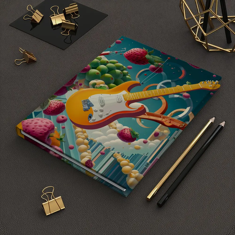 Electric Guitar Floating Surreal Fruit Cityscape – Notebooks