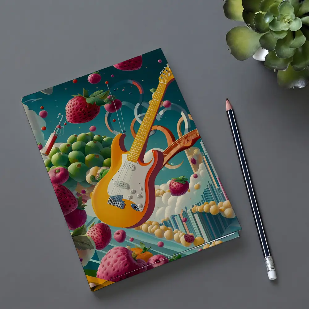Electric Guitar Floating Surreal Fruit Cityscape – Notebooks