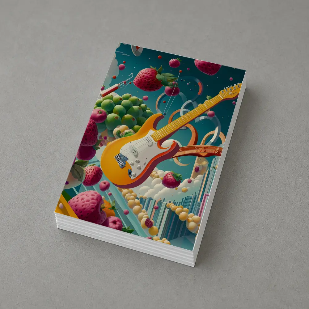 Electric Guitar Floating Surreal Fruit Cityscape – Postcards