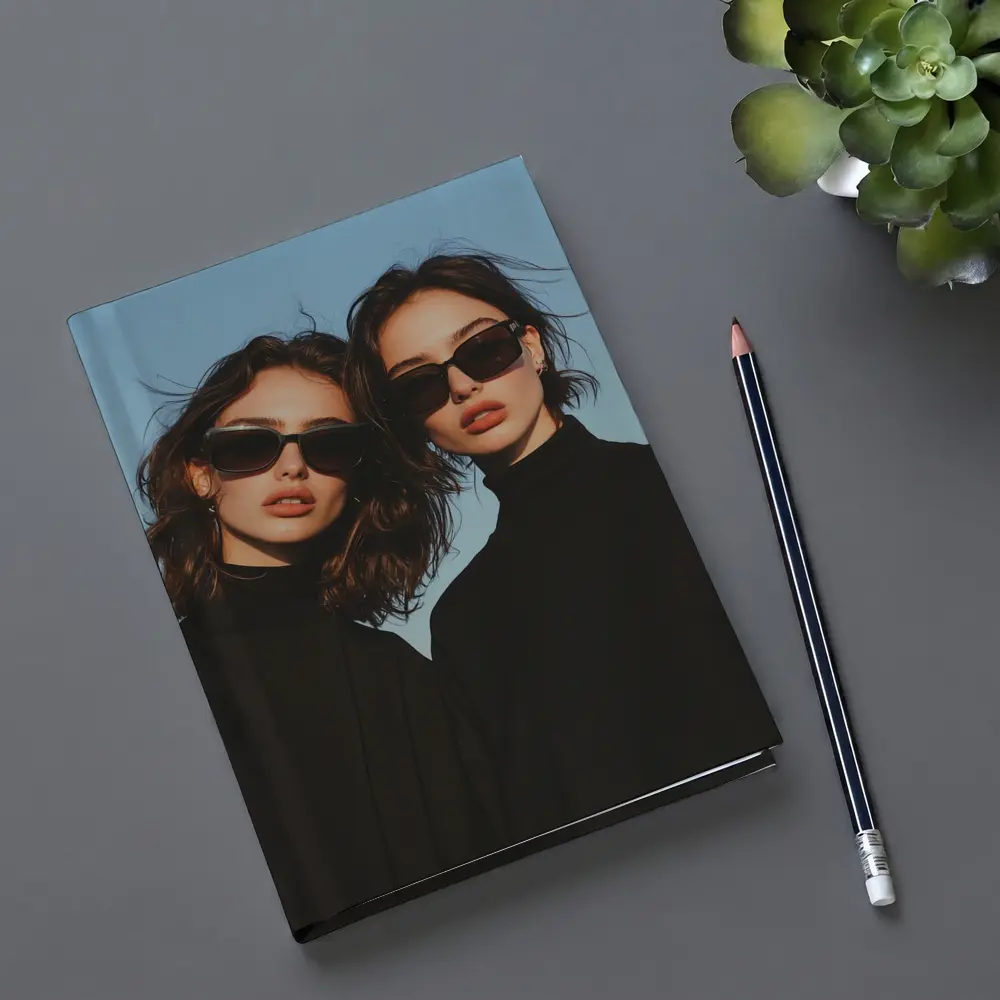 Two Women Black Turtlenecks Sunglasses Blue Sky – Notebooks