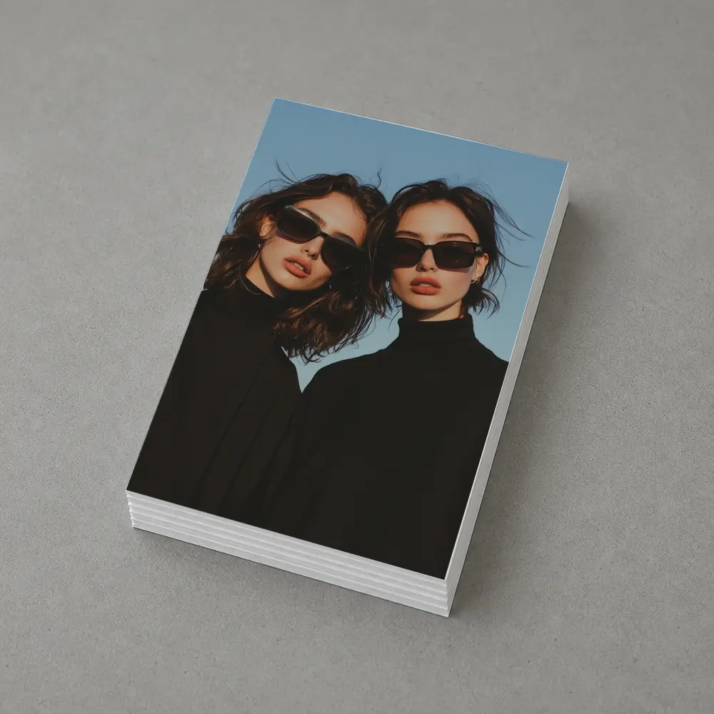 Two Women Black Turtlenecks Sunglasses Blue Sky – Postcards