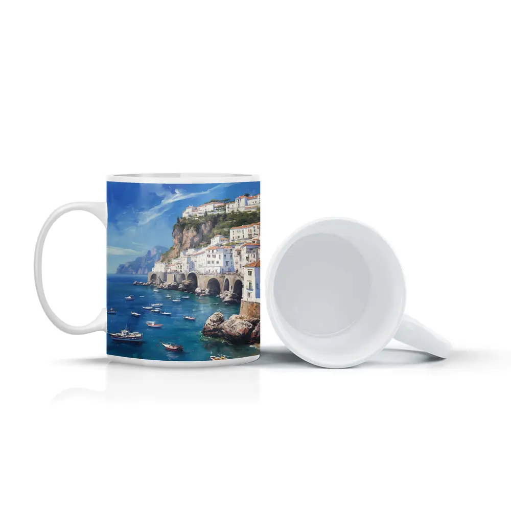 Amalfi Coast Italy Oil Painting Seascape – Mugs
