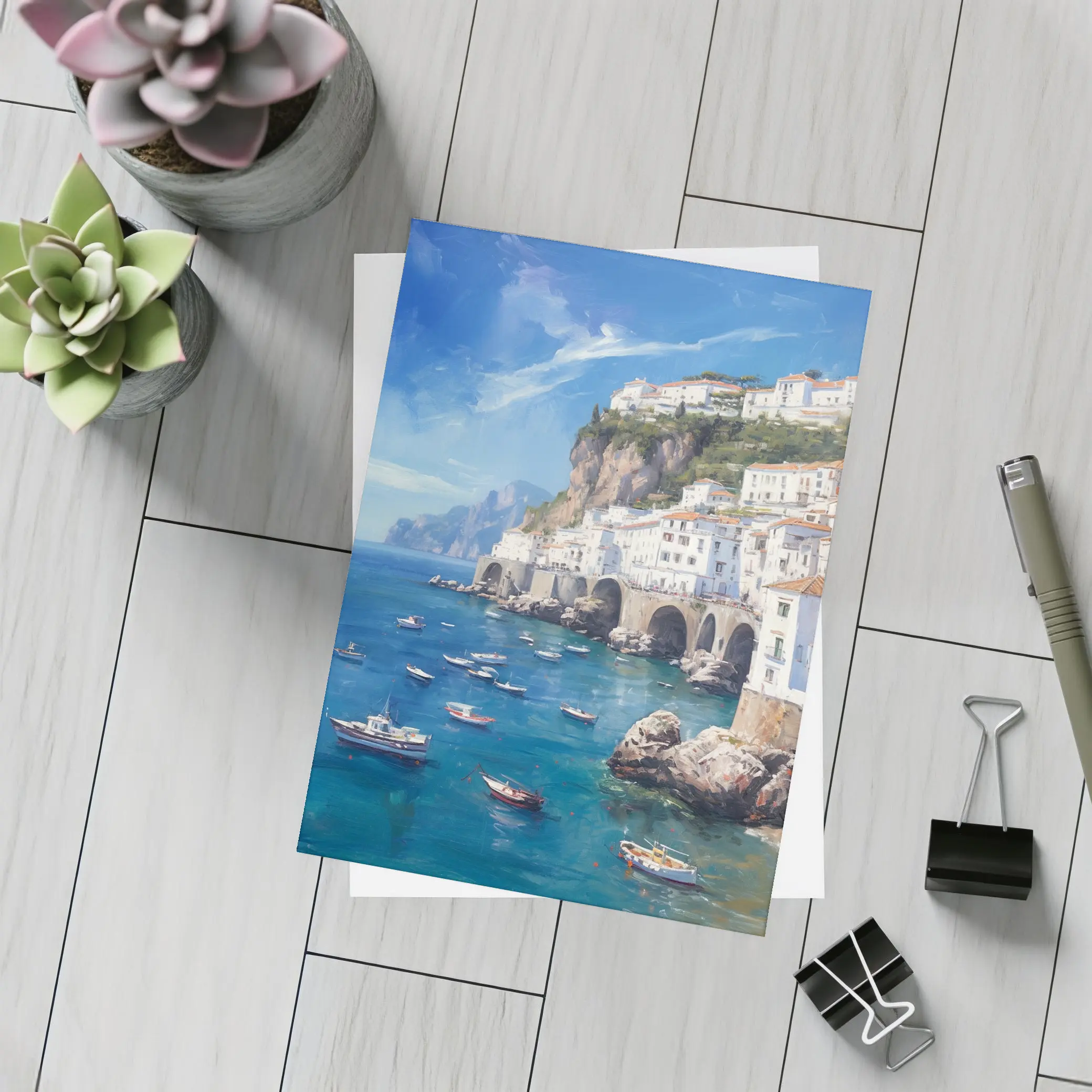Amalfi Coast Italy Oil Painting Seascape – Postcards