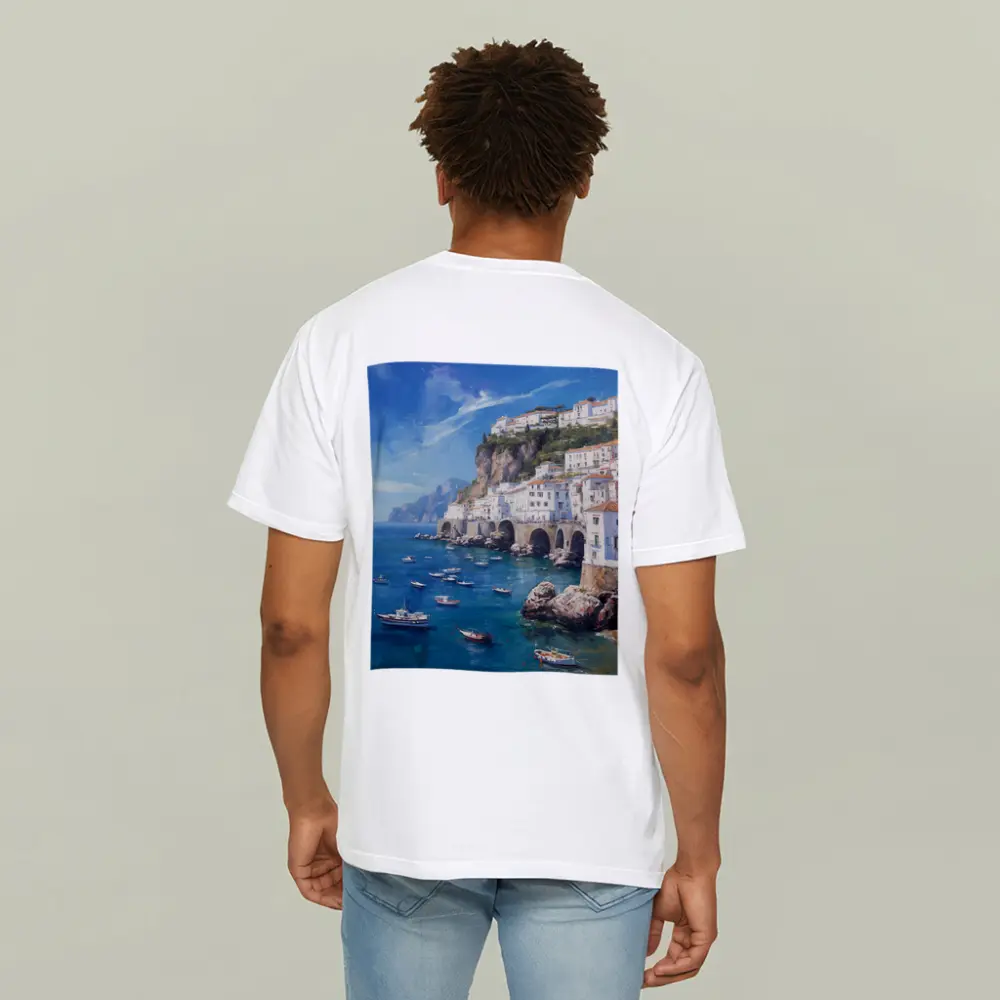 Amalfi Coast Italy Oil Painting Seascape – T-Shirts