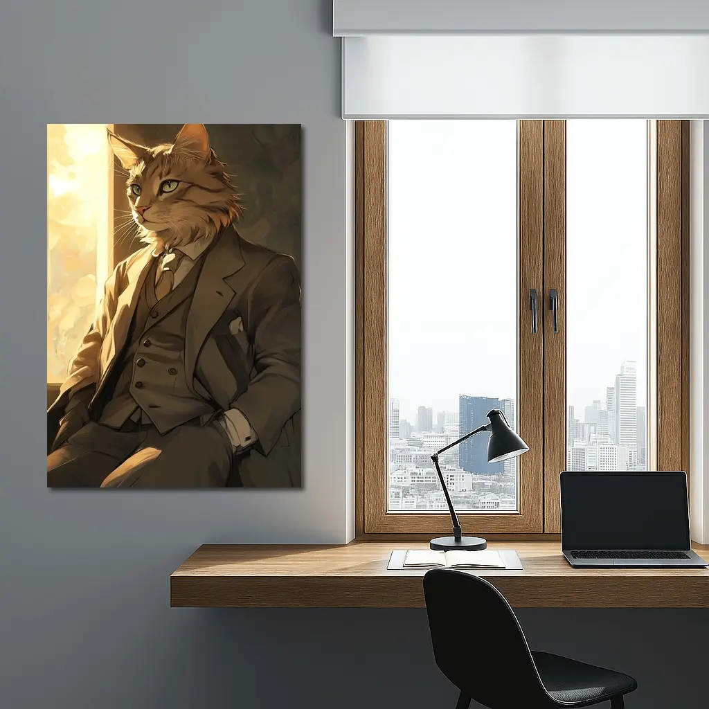 Dapper Orange Cat Suit Anime Art – Wall Art