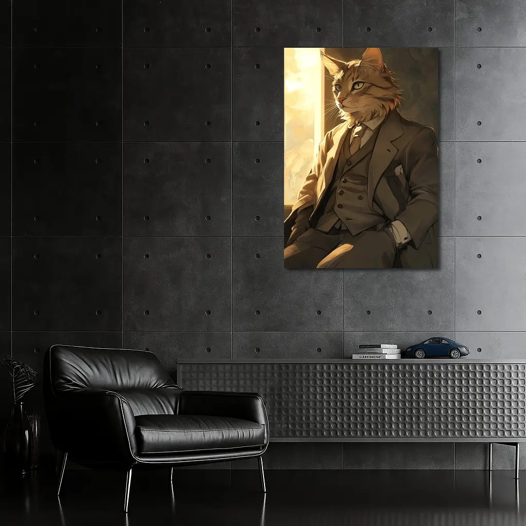 Dapper Orange Cat Suit Anime Art – Wall Art