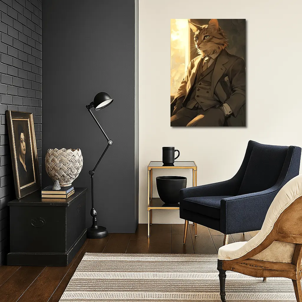 Dapper Orange Cat Suit Anime Art – Wall Art