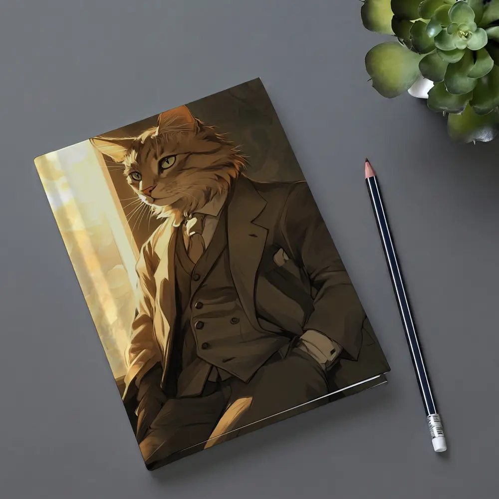 Dapper Orange Cat Suit Anime Art – Notebooks
