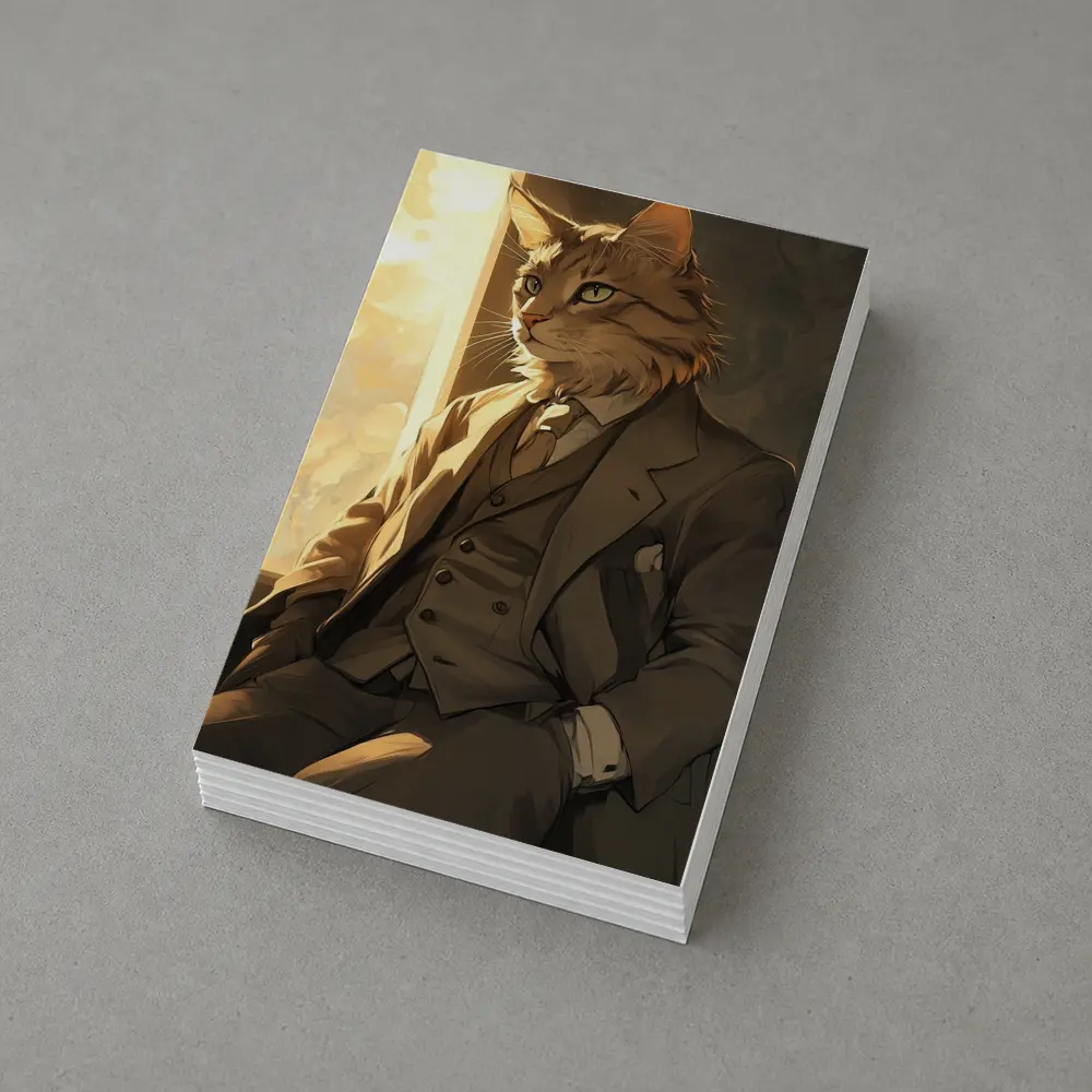 Dapper Orange Cat Suit Anime Art – Postcards