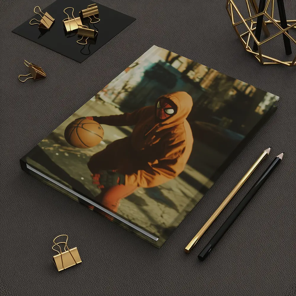 Spider-Man Dribbling Basketball On Urban Street – Notebooks