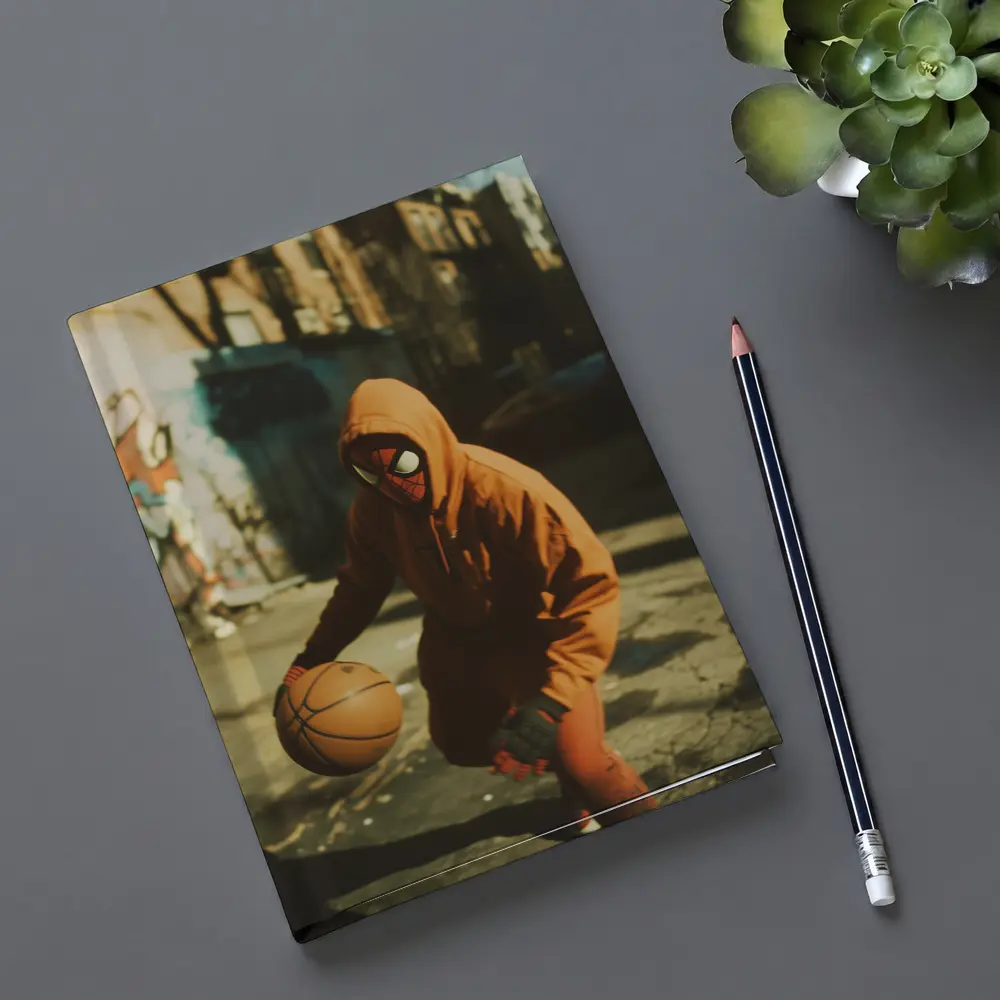 Spider-Man Dribbling Basketball On Urban Street – Notebooks