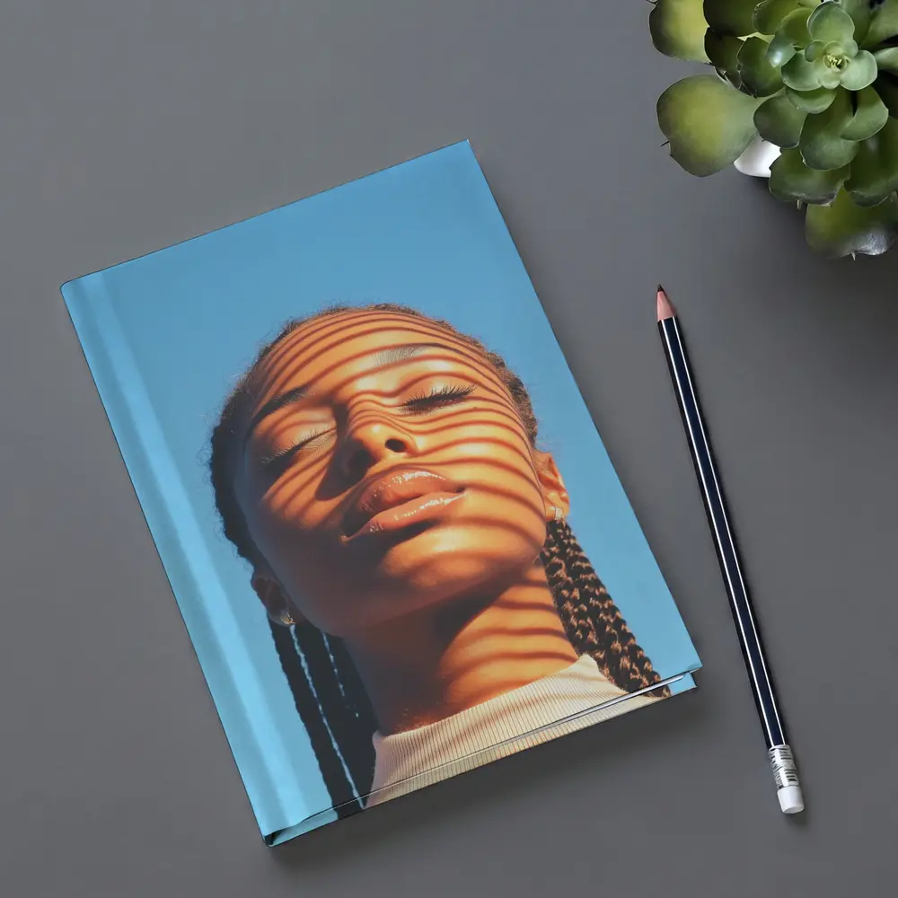 Woman With Shadow Stripes Blue Sky – Notebooks