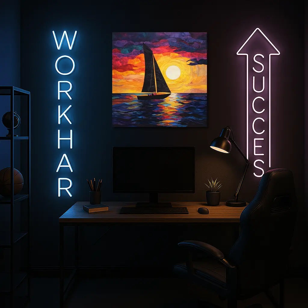 Sailboat Silhouette Collage Art Ocean Sunset – Wall Art