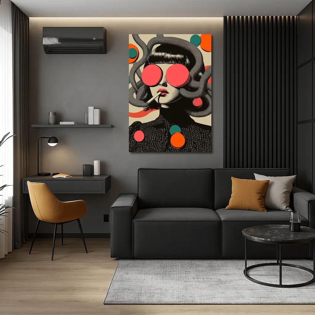 Retro Pop Art Woman Smoking Surreal Collage – Wall Art
